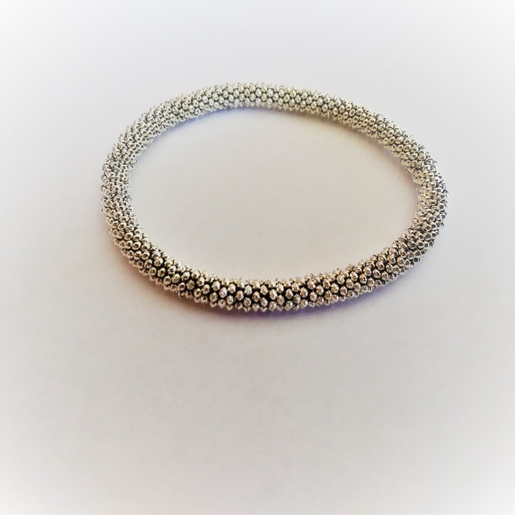 NEW Silver Beaded Bangle Bracelet - Picture 2 of 3